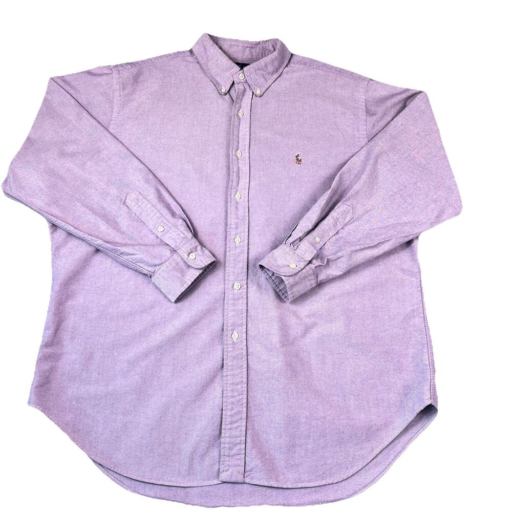 Ralph Lauren Men's Oxford Button Down Lavender Long Sleeve Classic Fit 17.5